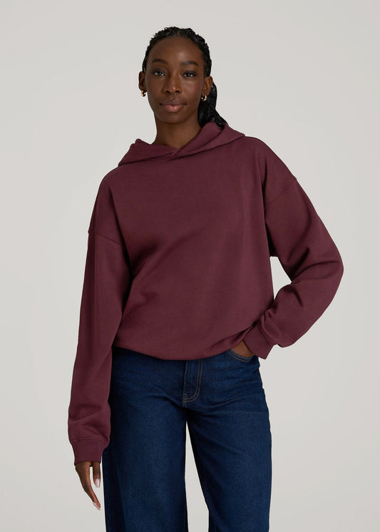 Garment Dyed Hoodie for Tall Women in Tawny Port