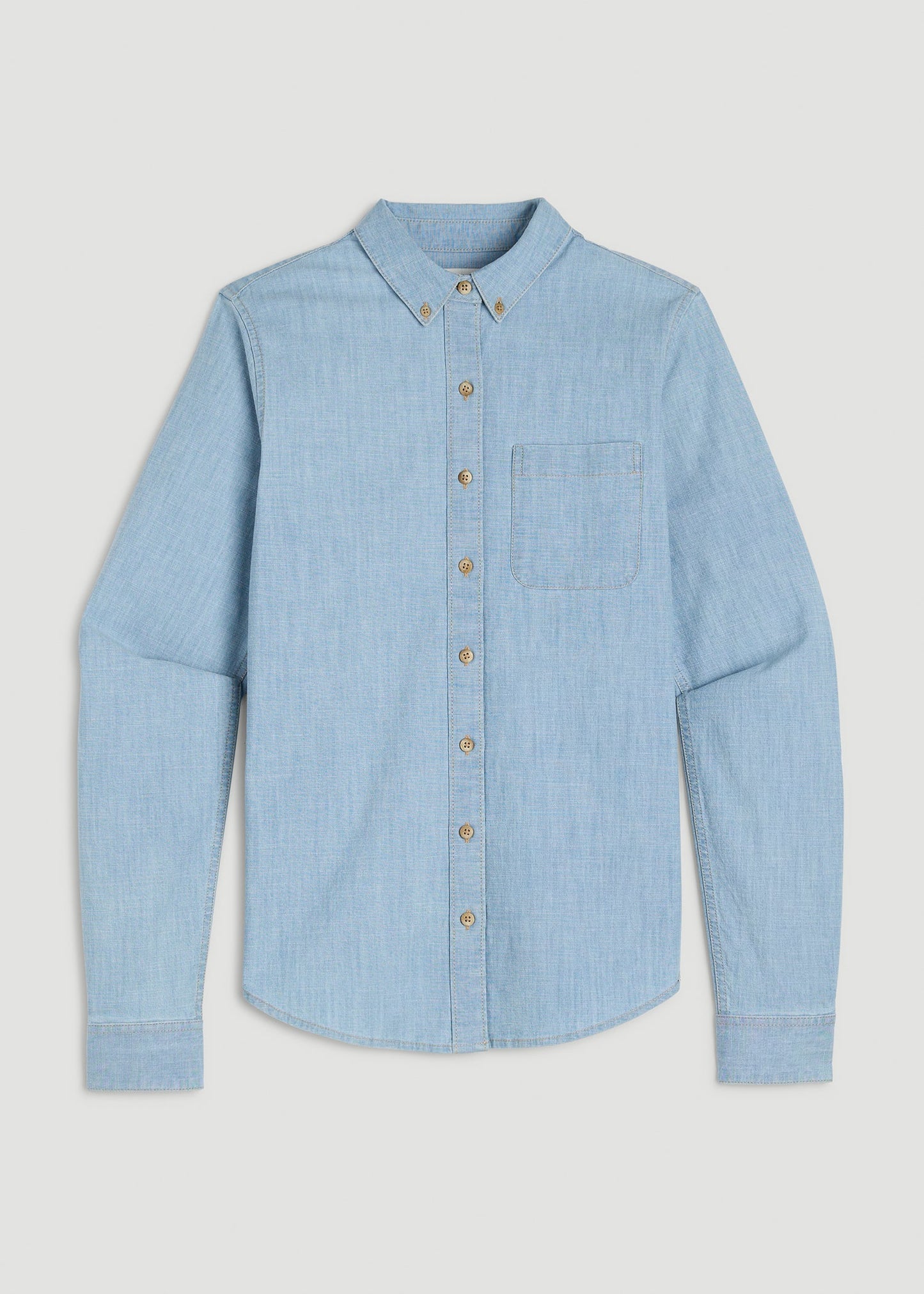 Stretch Chambray Shirt for Tall Women in Light Blue Chambray