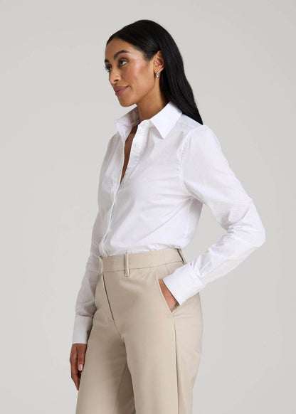 Regular Fit Dress Shirt for Tall Women in Bright White