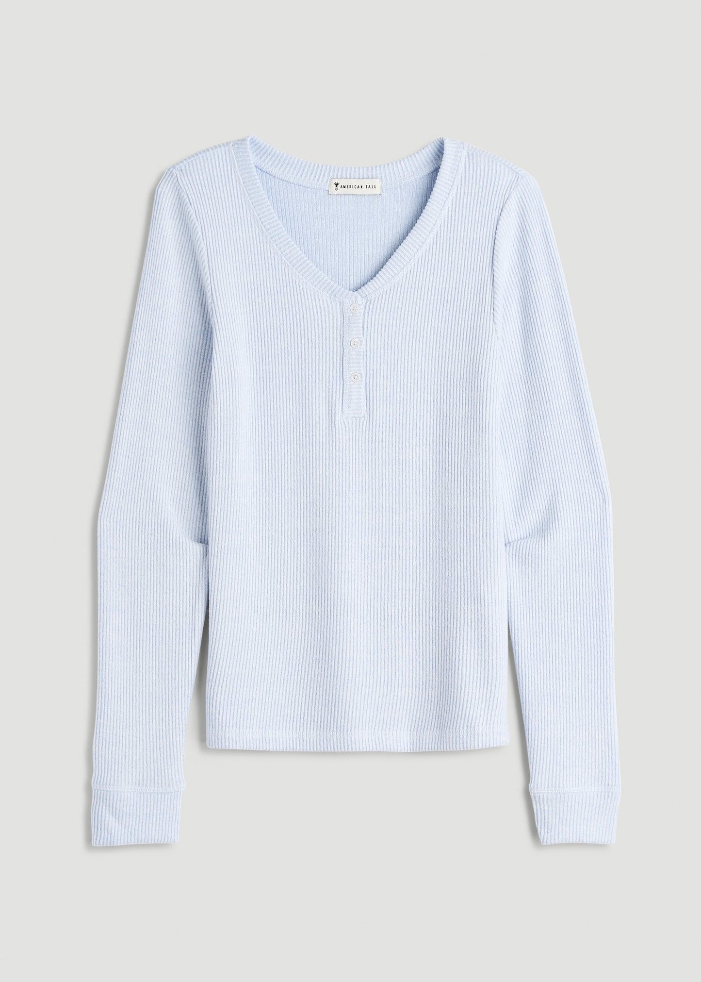 Ribbed Henley Lounge Top for Tall Women in Bluebird Mix