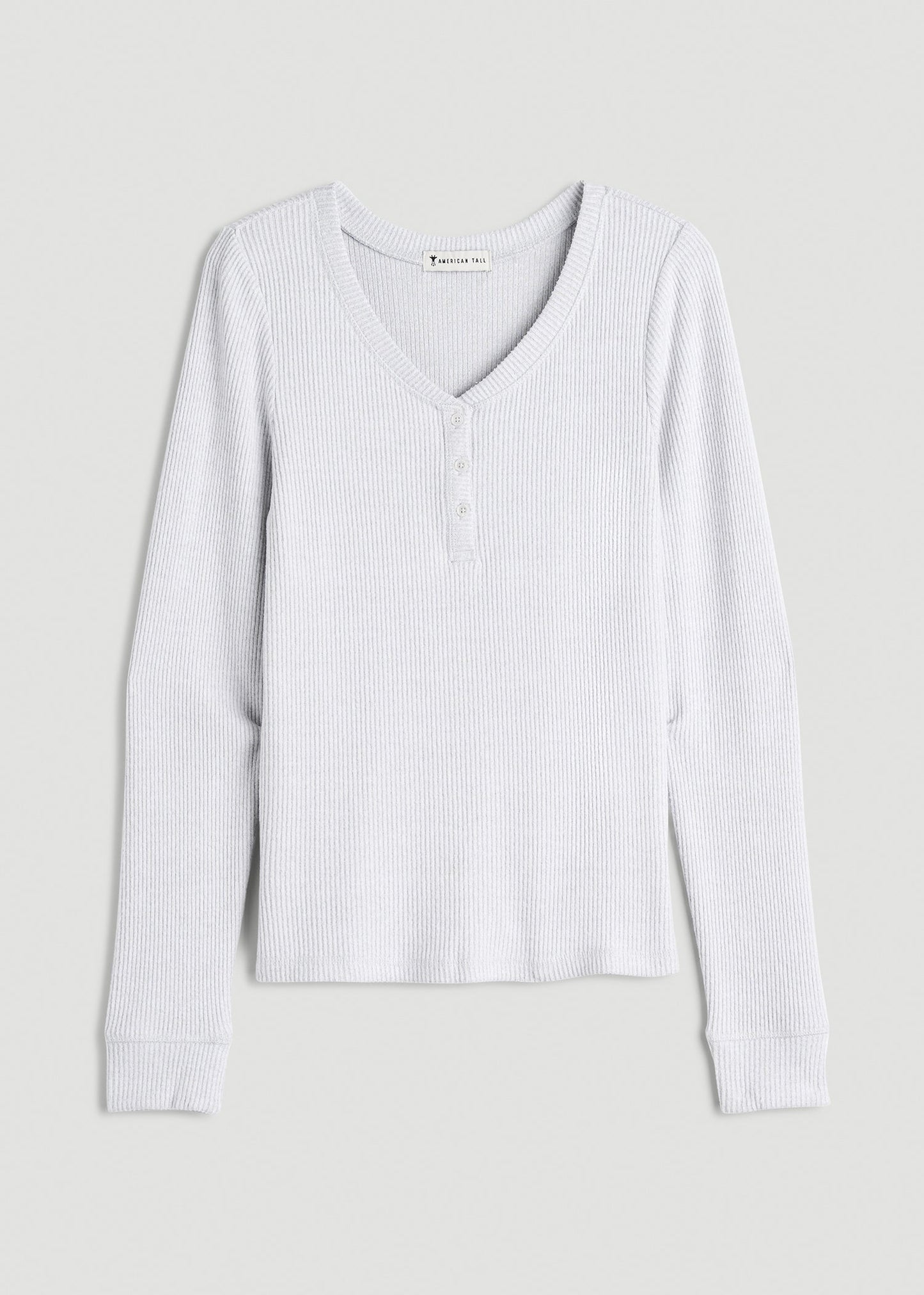 Ribbed Henley Lounge Top for Tall Women in Fog Grey Mix