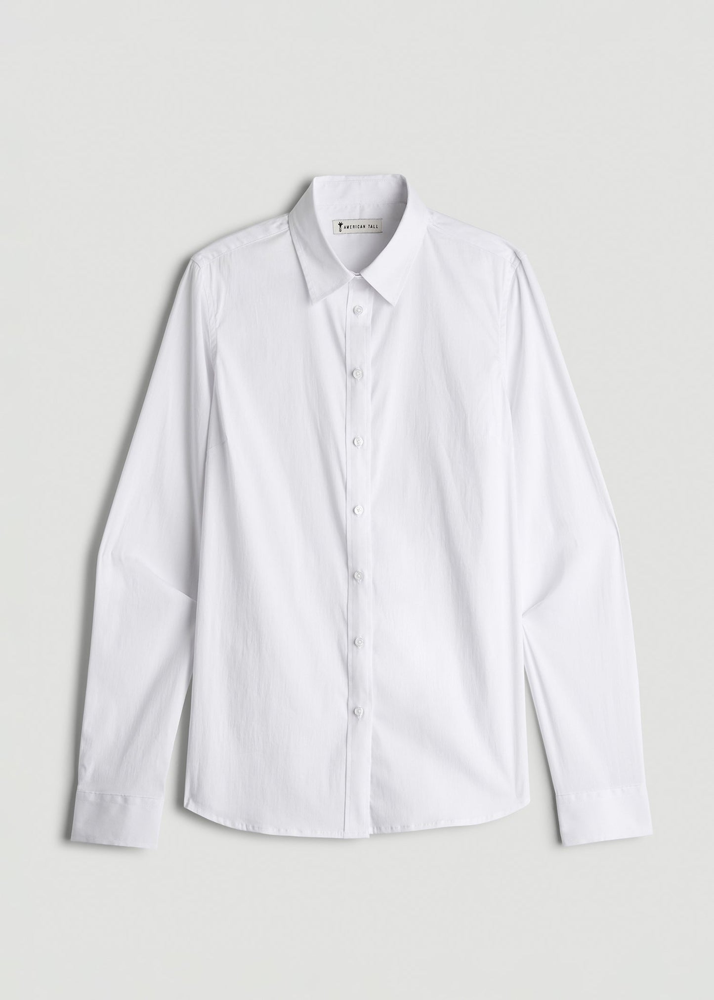 Slim Fit Button Up Shirt for Tall Women in White