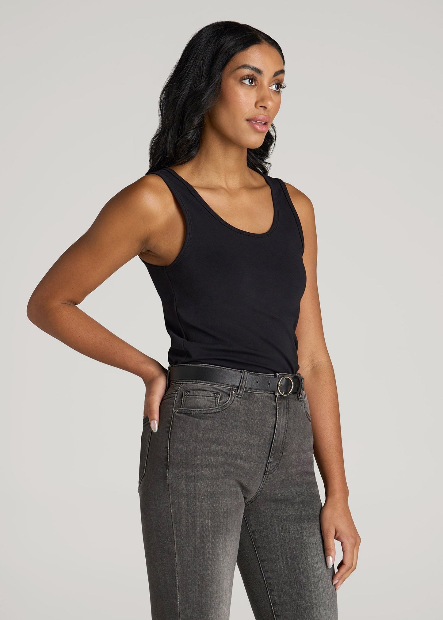 Slim Fit Jersey Tank Top for Tall Women in Black