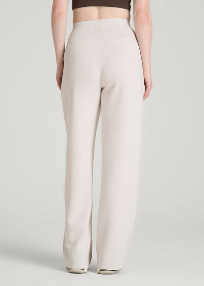 Soft Motion Pleated Wide Leg Pant for Tall Women in White Sand