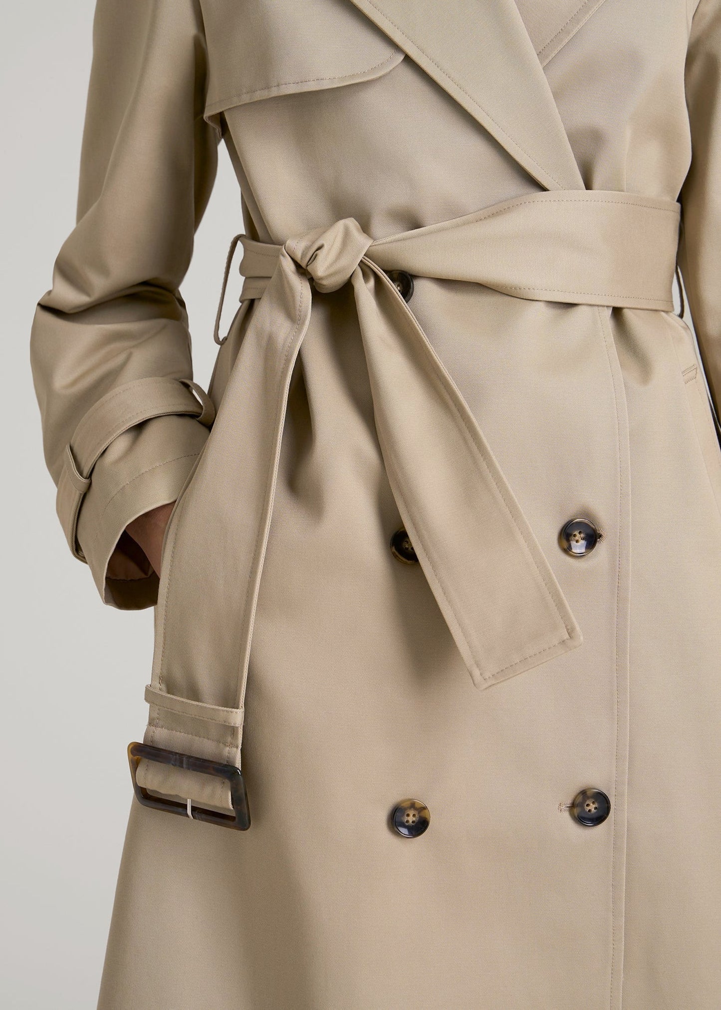 Relaxed Trench Coat for Tall Women in Light Khaki