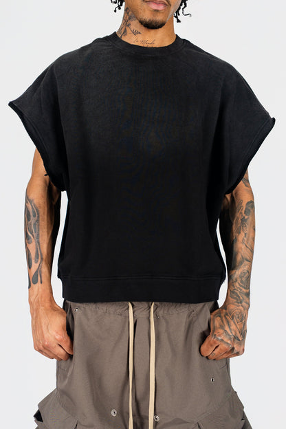 Distressed Cut Off Crewneck