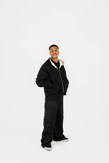 Waffle Knit Lined Zip Up
