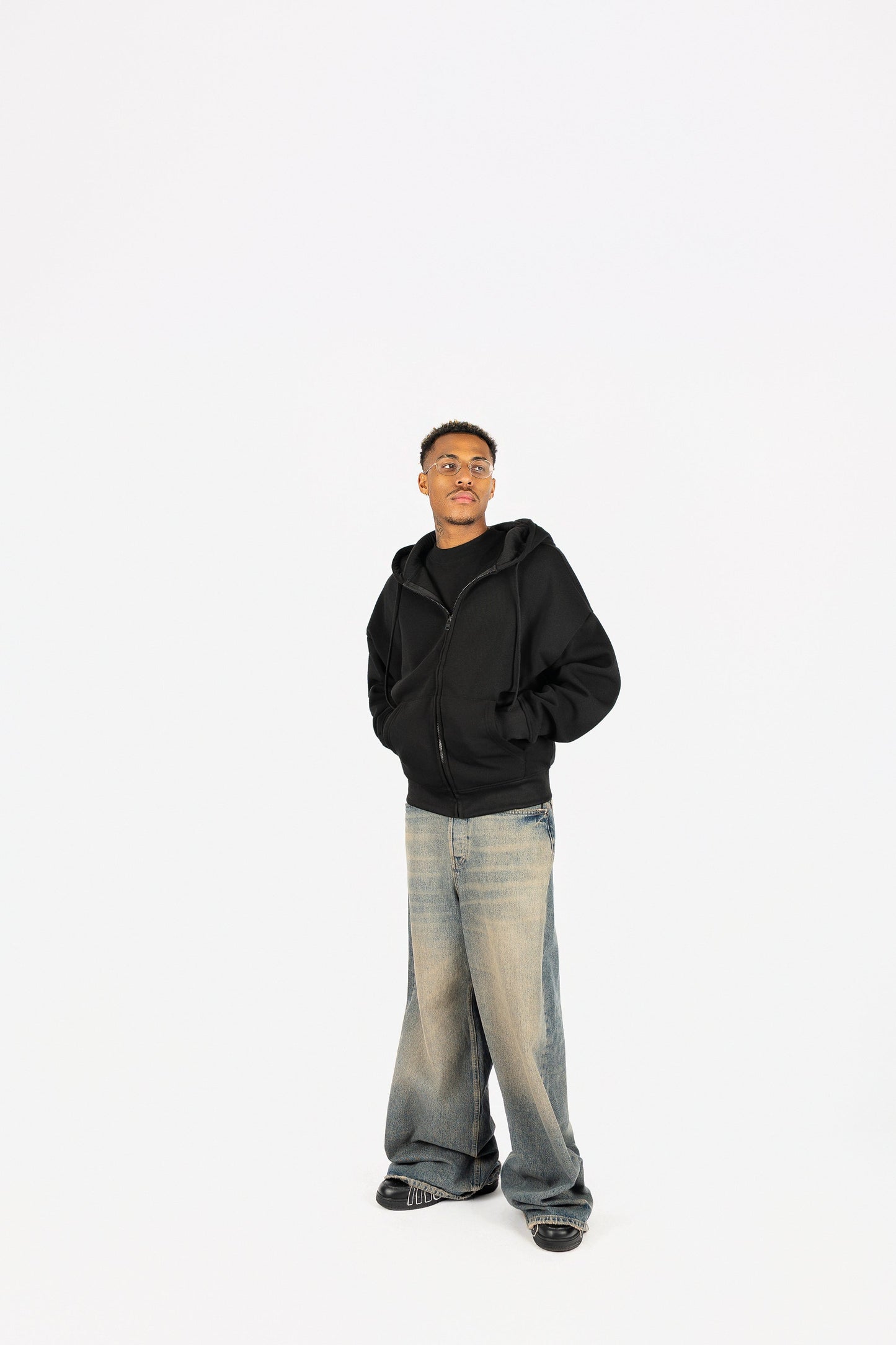 Oversize Drop Shoulder Zip Up Hoodie
