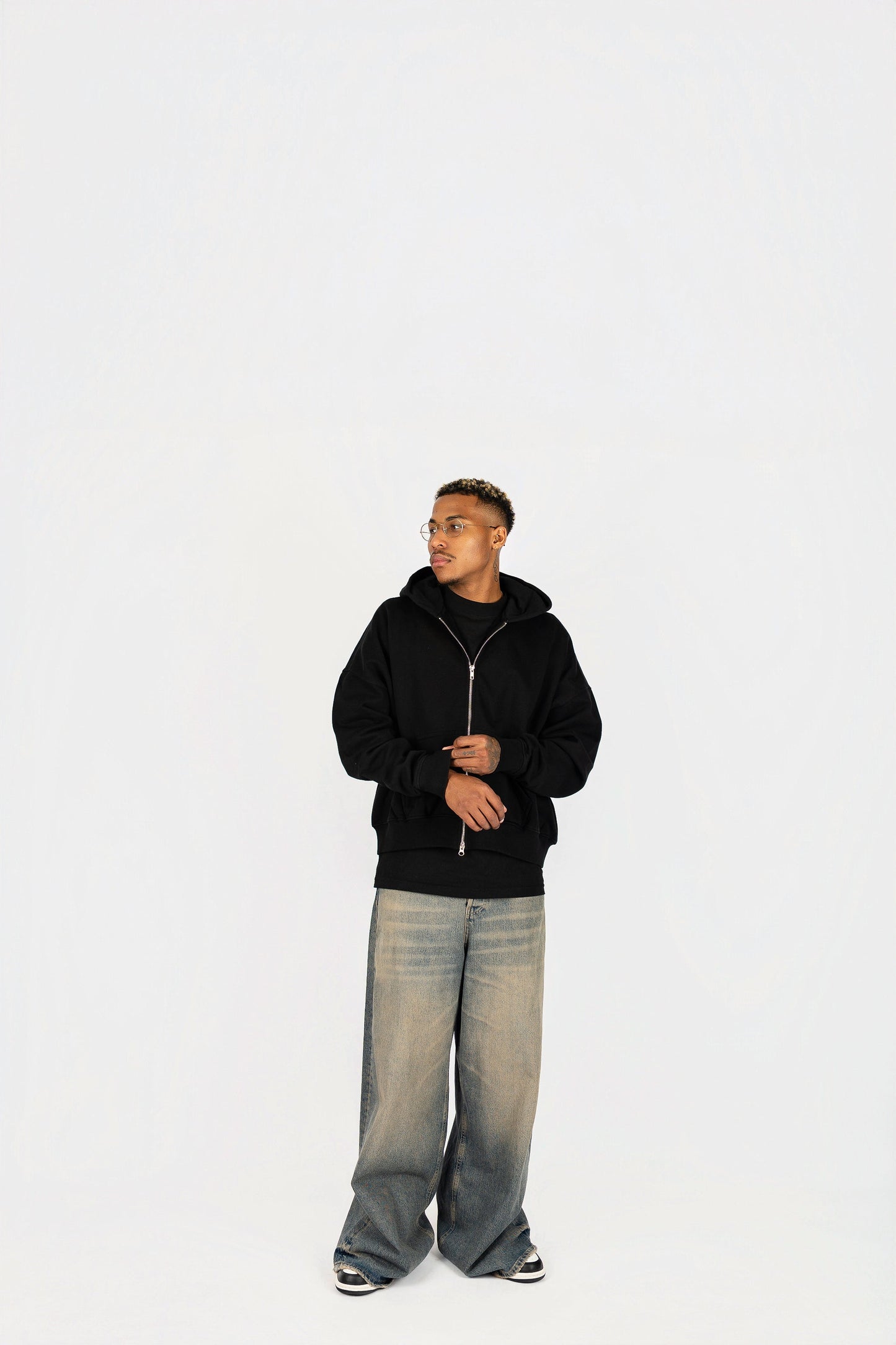 Cropped Double Zip Hoodie