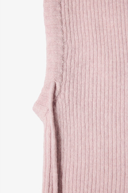 Knit Drawstring Balaclava in Powder Pink
