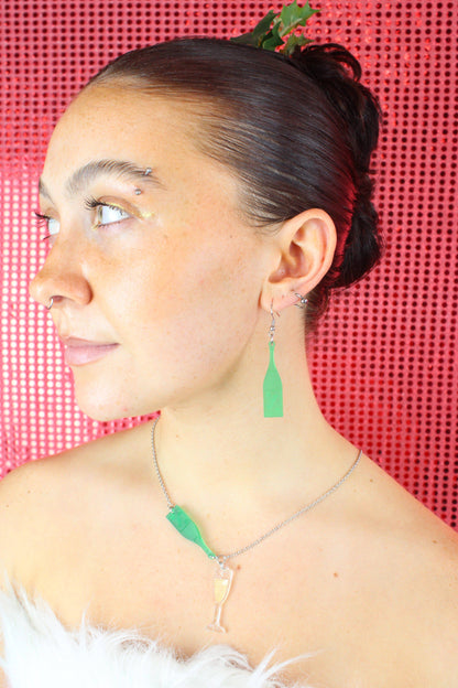 'Bolly' Champagne Bottle & Glass Earrings