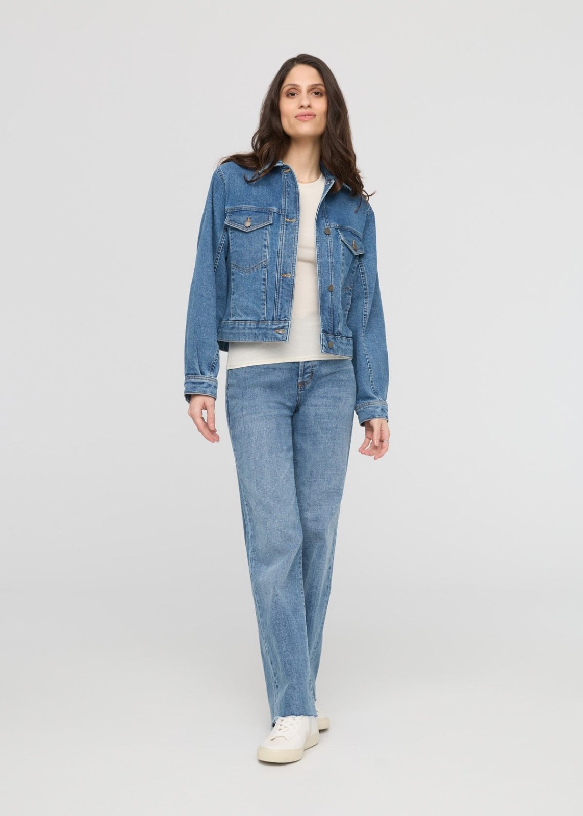 Midweight Denim Pleated Jacket - Vintage Wash