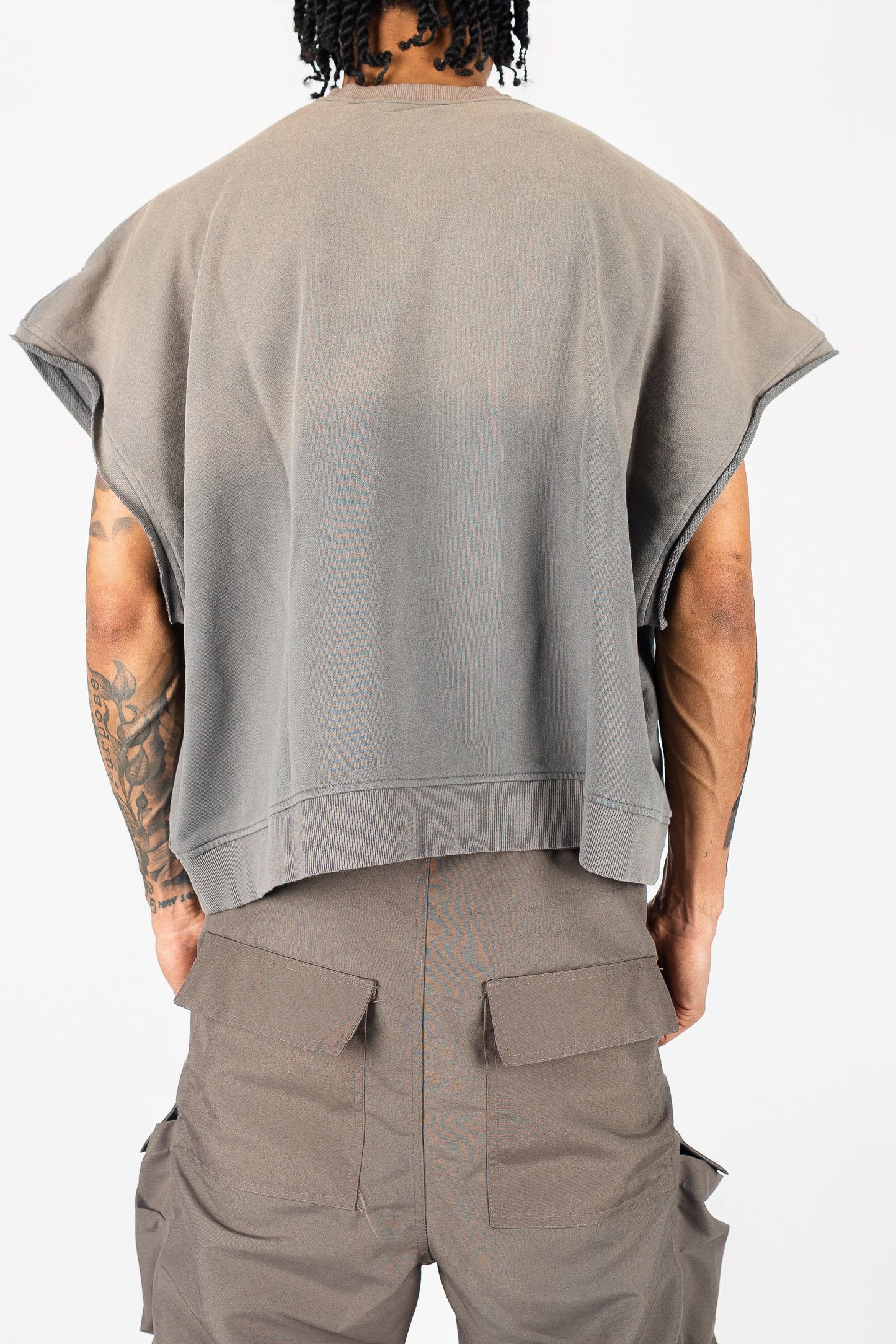 Distressed Cut Off Crewneck
