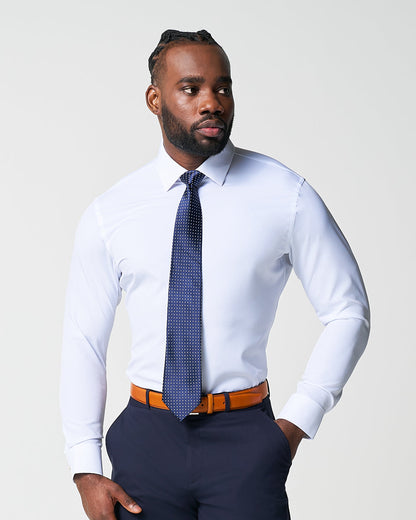 "The Leonardo" Solid White With Tortoise Shell Buttons