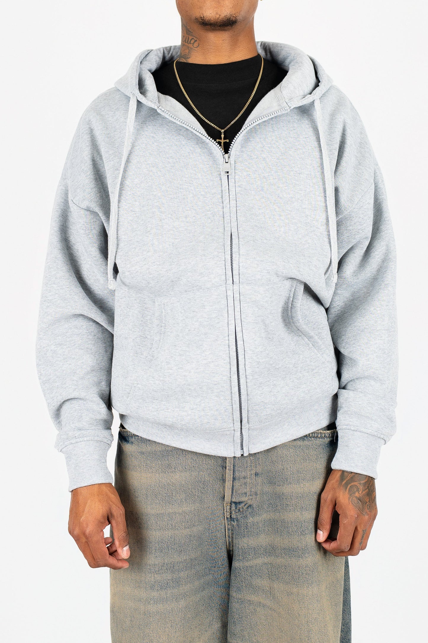 Oversize Drop Shoulder Zip Up Hoodie