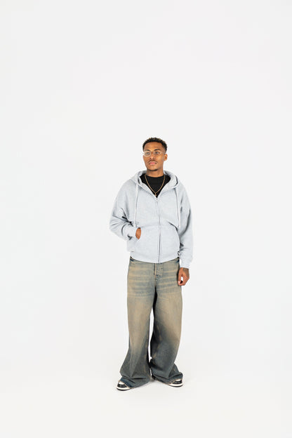 Oversize Drop Shoulder Zip Up Hoodie