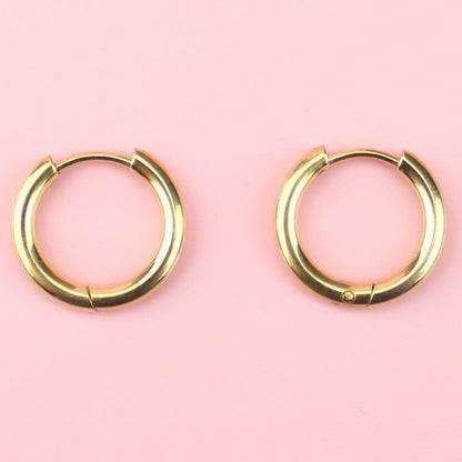 17mm Stainless Steel Hoop Earrings (Gold Plated)