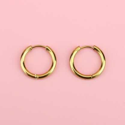 19mm Gold Stainless Steel Hoop Earrings