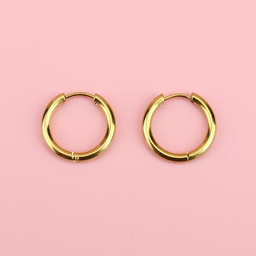 19mm Gold Stainless Steel Hoop Earrings