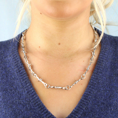 20 Inch Thin Barbed Wire Necklace