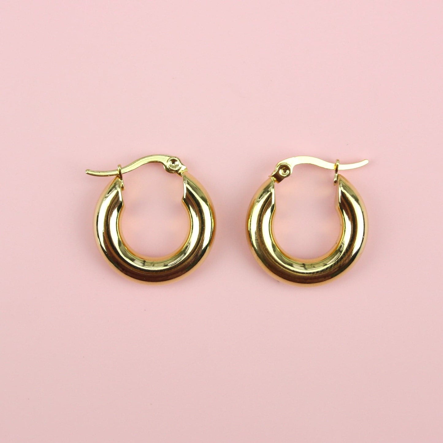 20mm Chunky Stainless Steel Hoop Earrings (Gold Plated)