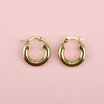 20mm Chunky Stainless Steel Hoop Earrings (Gold Plated)