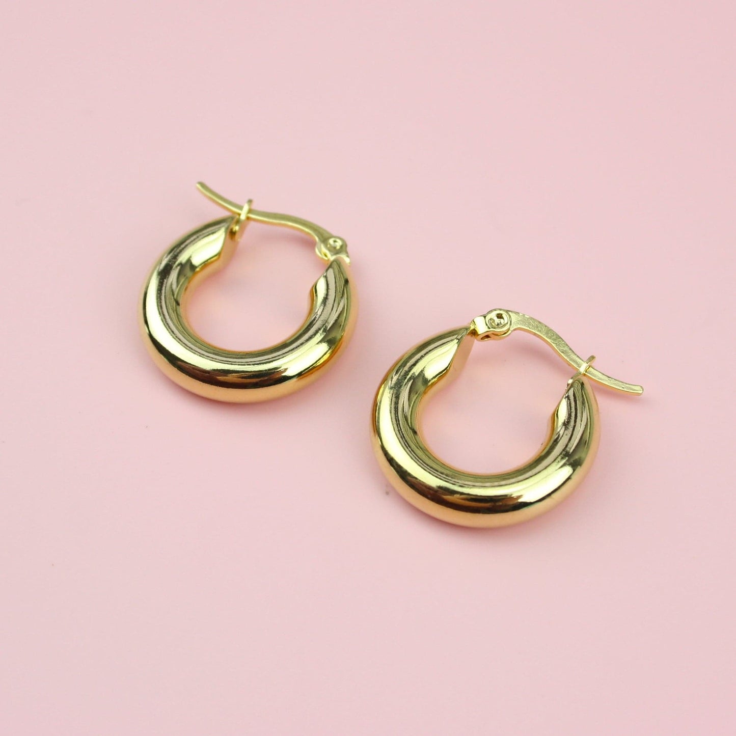 20mm Chunky Stainless Steel Hoop Earrings (Gold Plated)