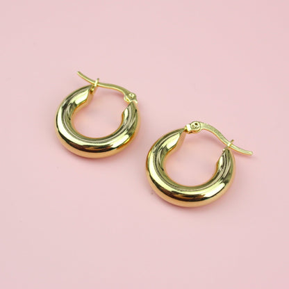 20mm Chunky Stainless Steel Hoop Earrings (Gold Plated)