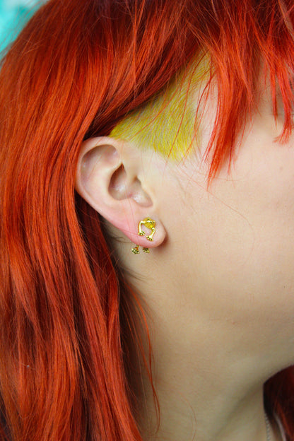 2 Piece Frog Stud Earrings (Gold Plated)