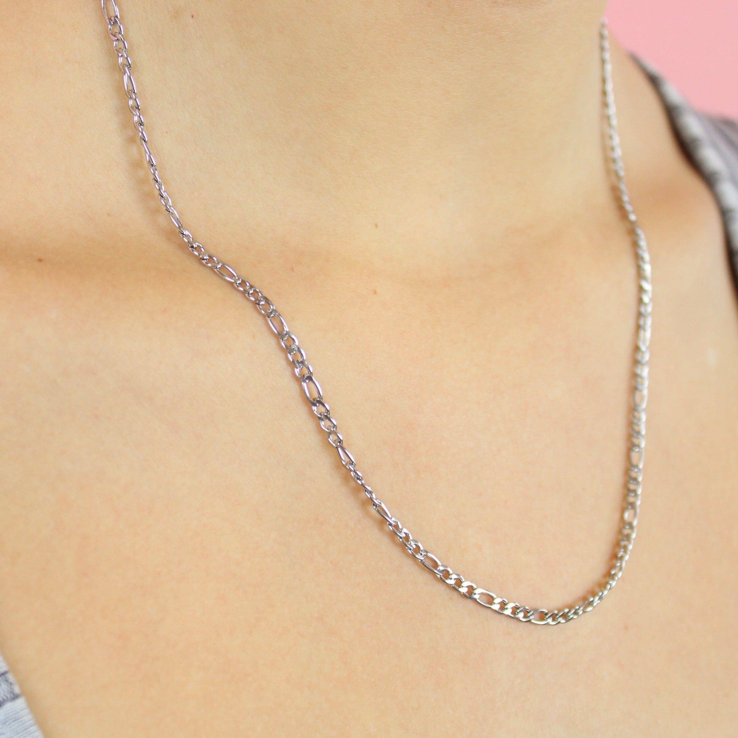 20 Inch Figaro Chain Necklace (Stainless Steel)