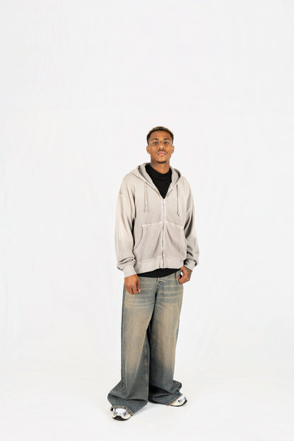 Sun-Dried Waffle Knit Baby Zip Up