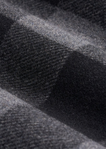 LJ&S Wool Blend Shirt Jacket for Tall Men in Black and Grey Check