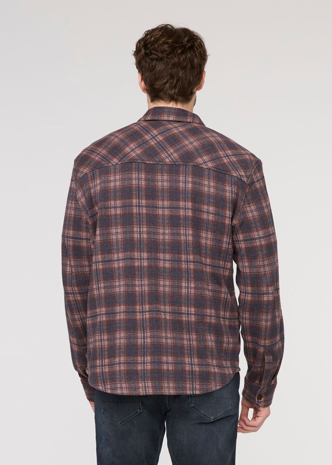 Performance Flannel Button Down - Heather Mauve Plaid
