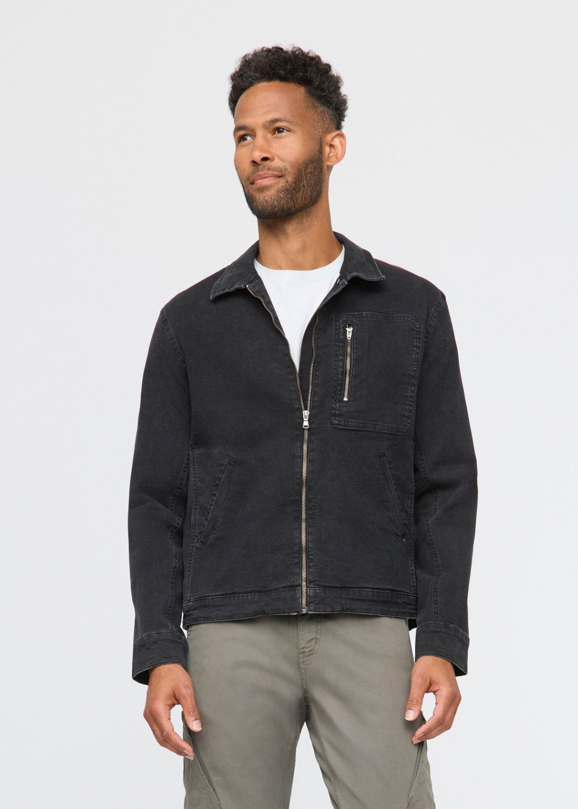 Stretch Canvas Utility Jacket - Black