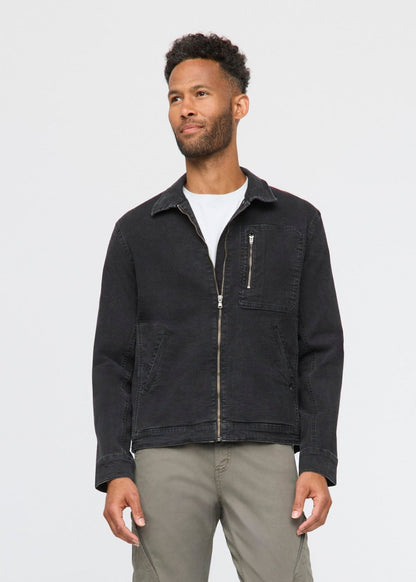 Stretch Canvas Utility Jacket - Black