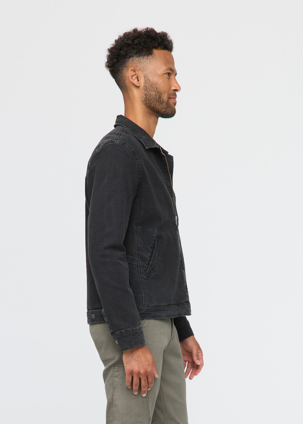 Stretch Canvas Utility Jacket - Black