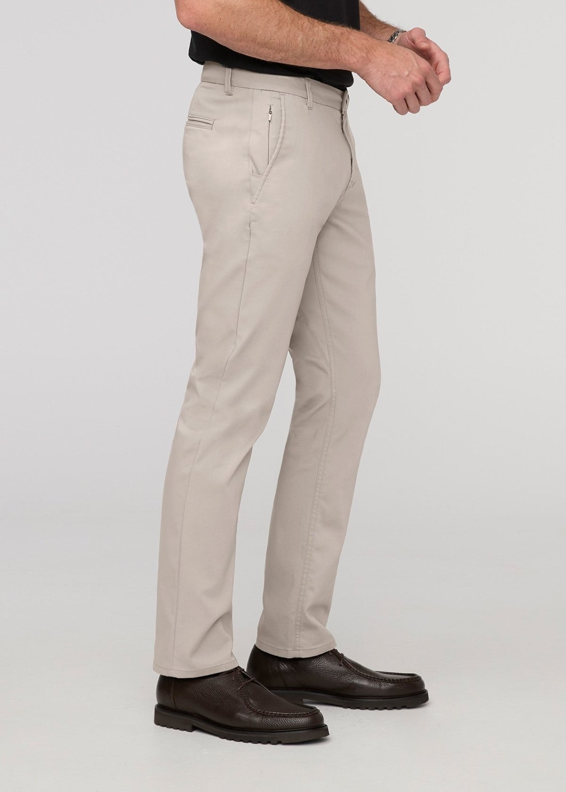 NuStretch Slim Straight Trouser - Stone