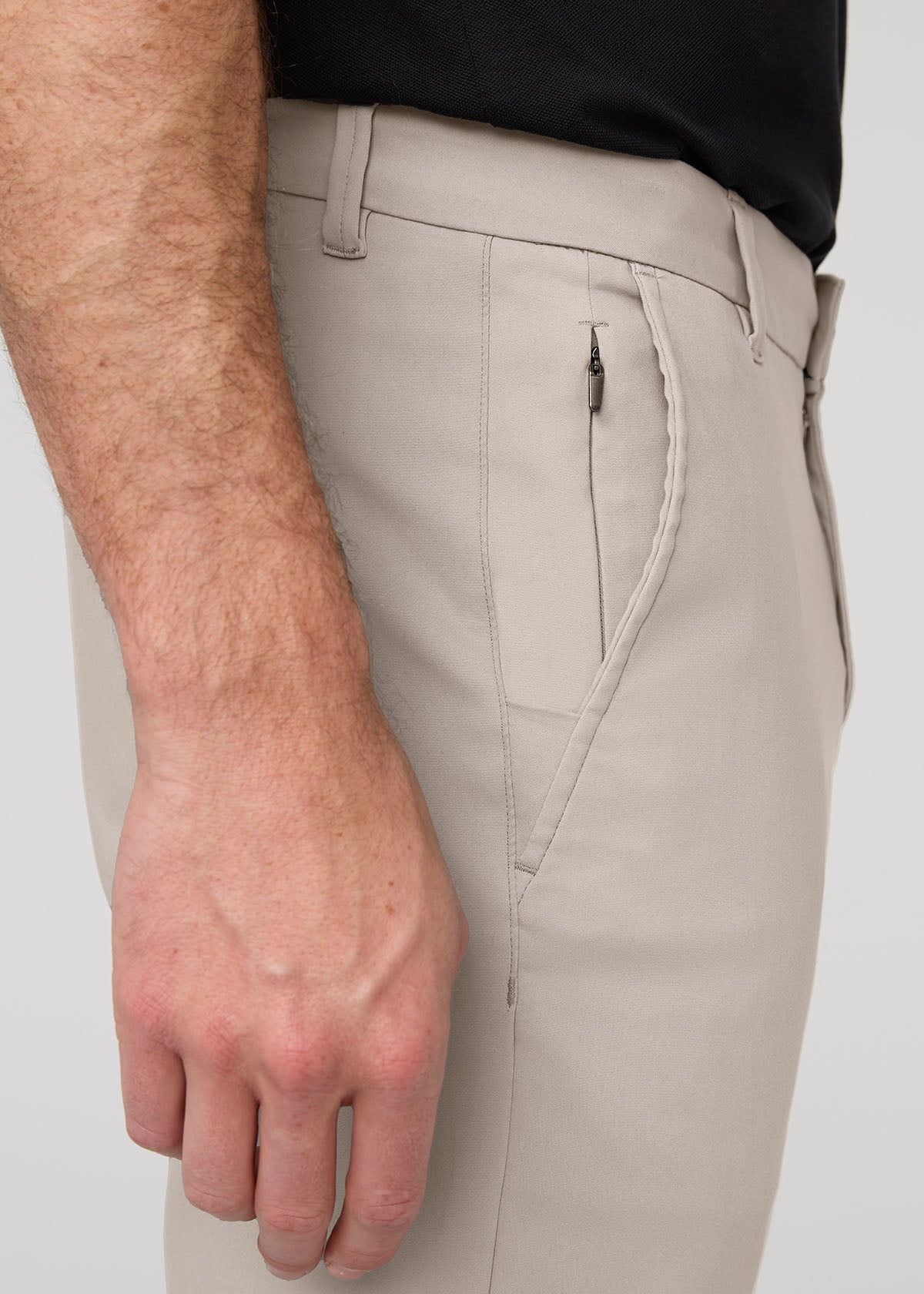 NuStretch Slim Straight Trouser - Stone