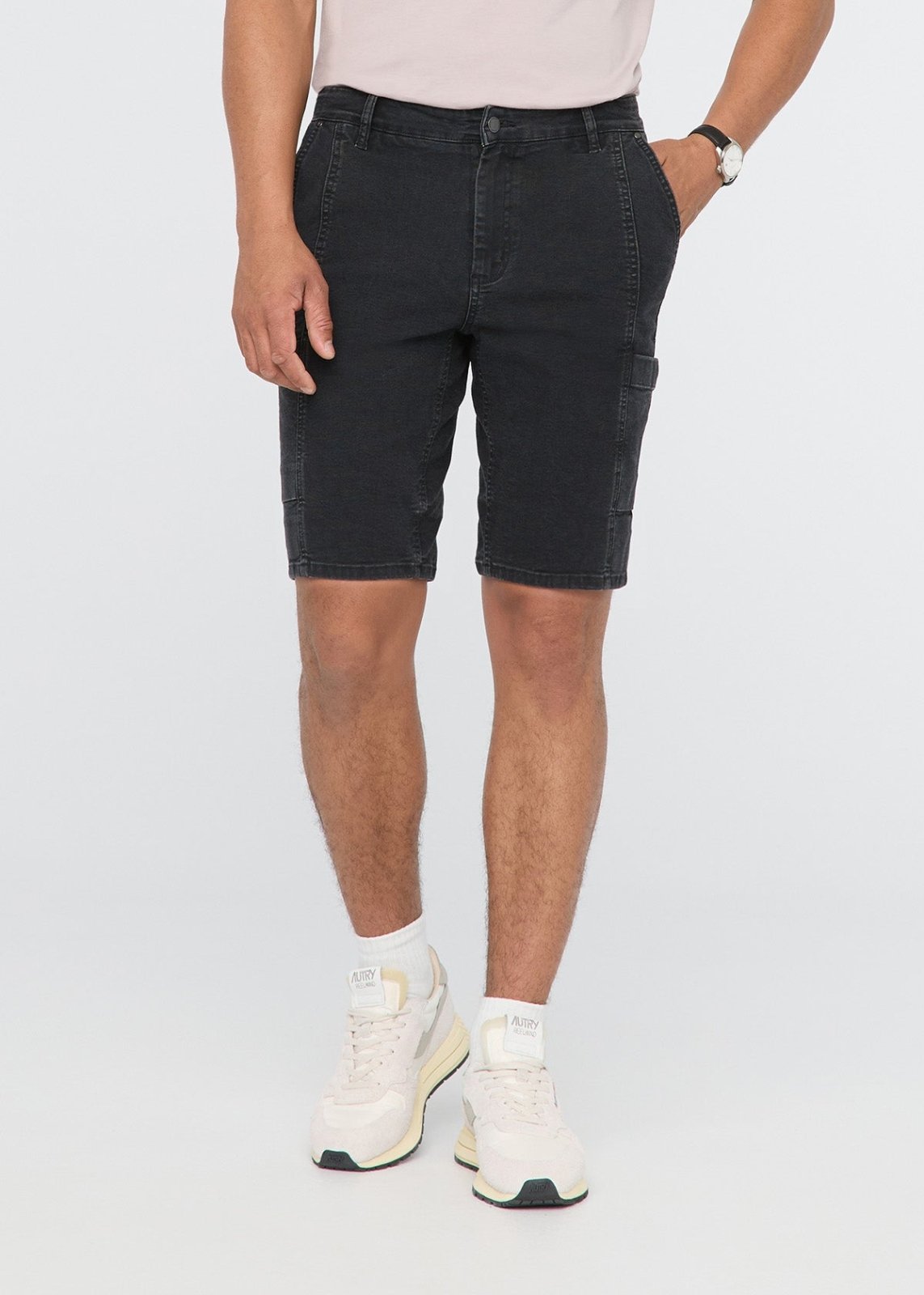 Stretch Canvas Cargo Short - Black