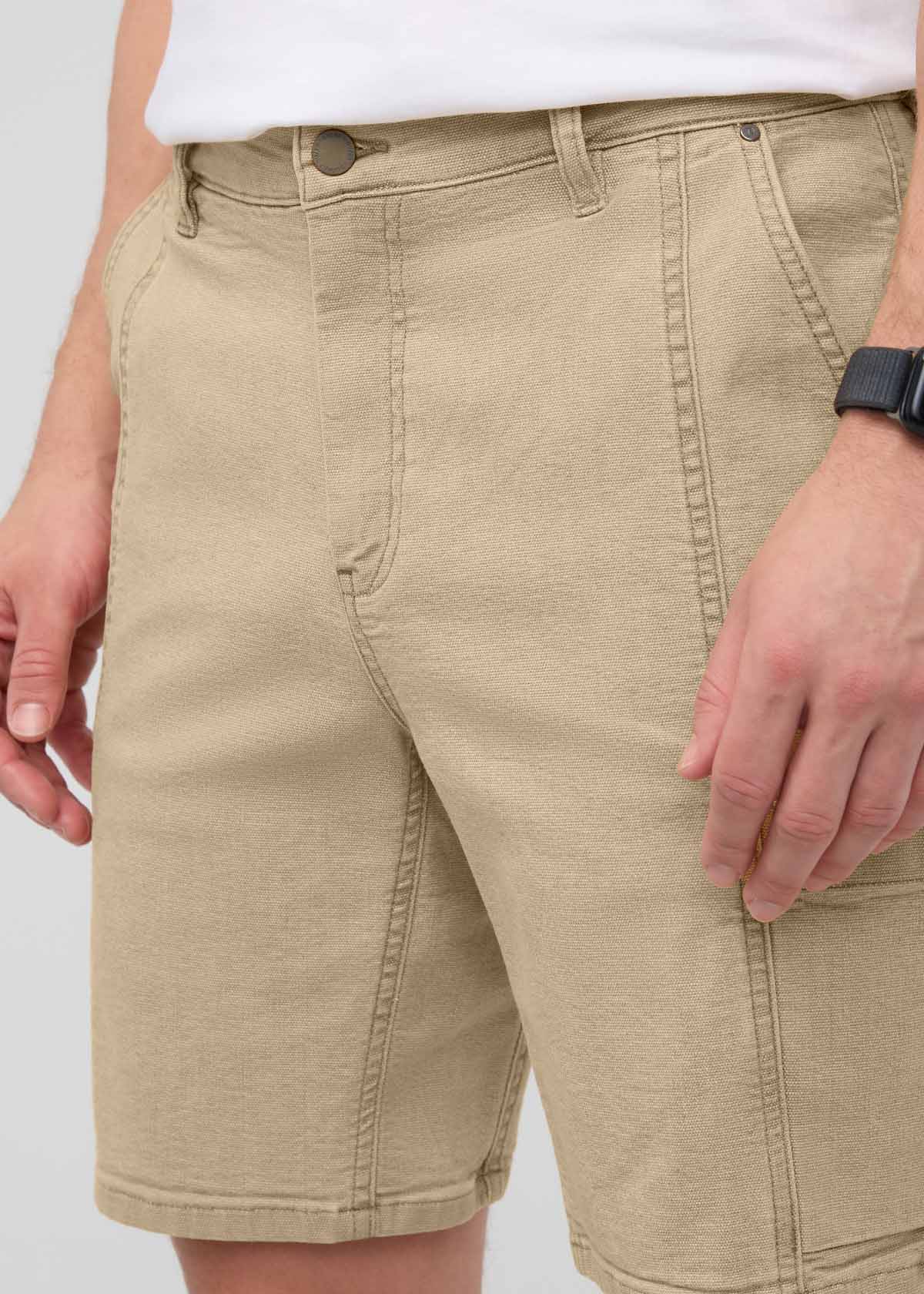 Stretch Canvas Cargo Short - Tan