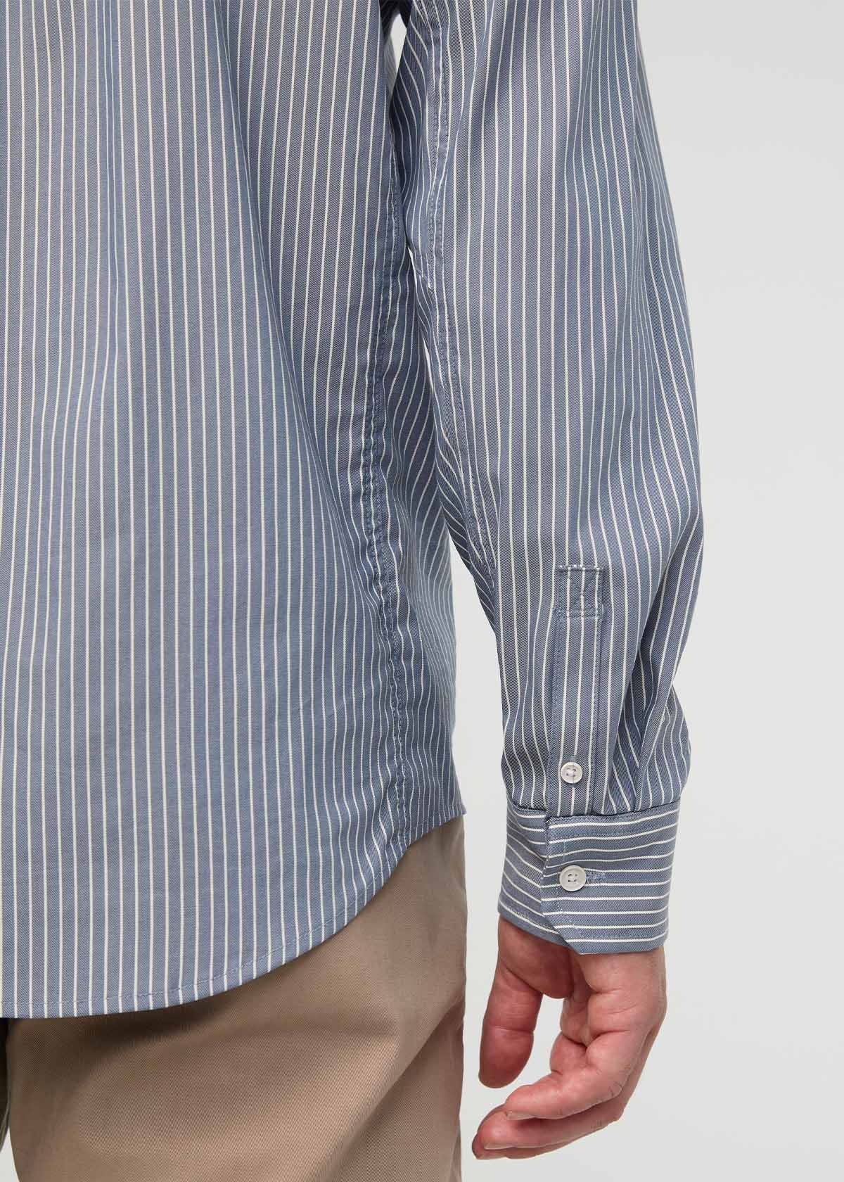 Cloudweight Twill One Pocket Shirt - Slate Blue Fine Stripe