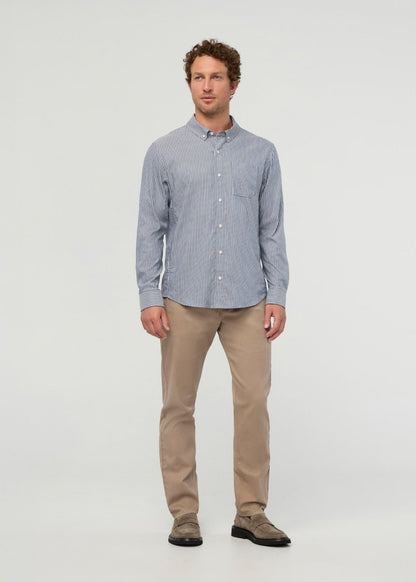 Cloudweight Twill One Pocket Shirt - Slate Blue Fine Stripe