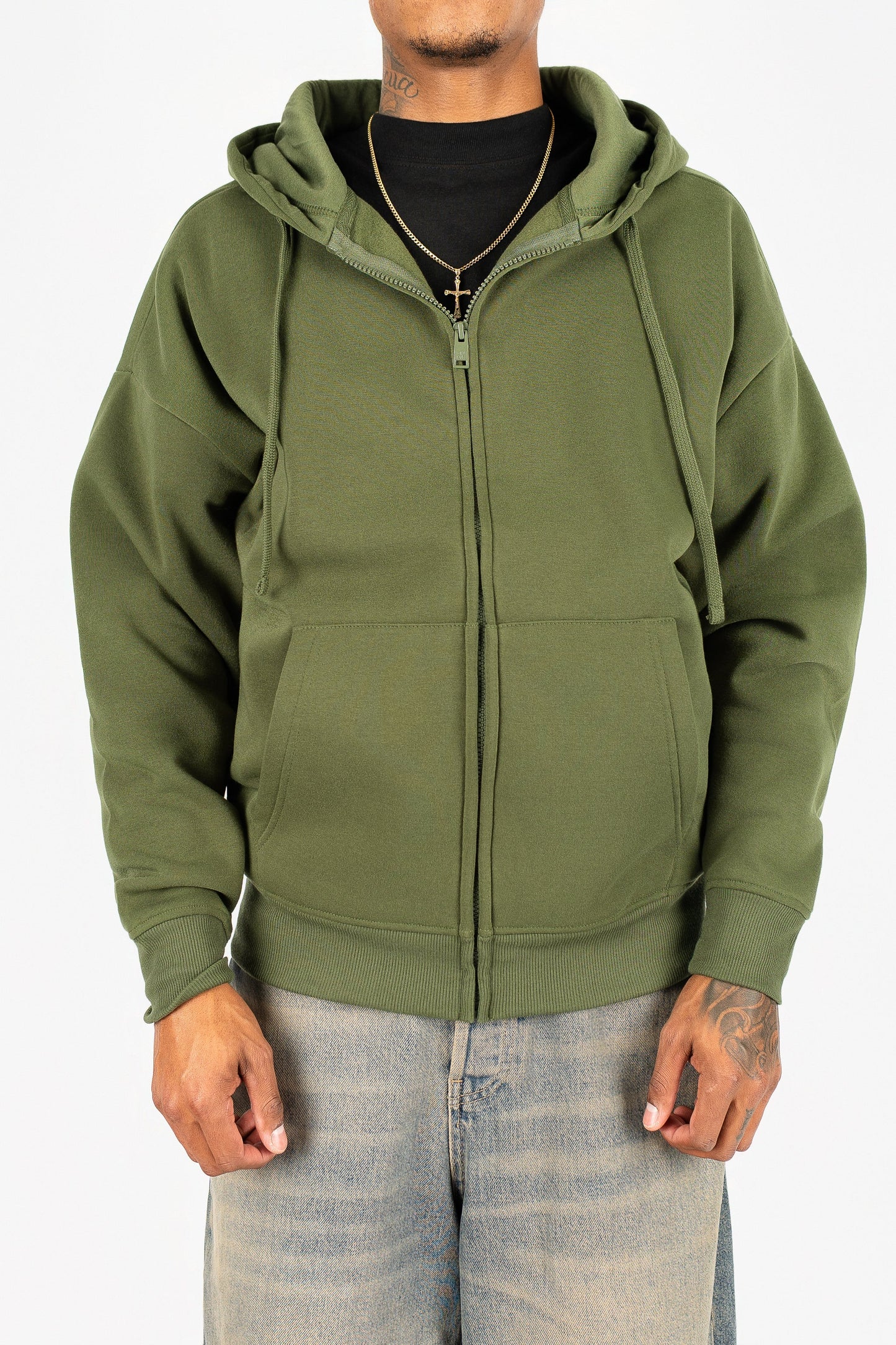 Oversize Drop Shoulder Zip Up Hoodie