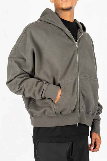 Cropped Double Zip Hoodie