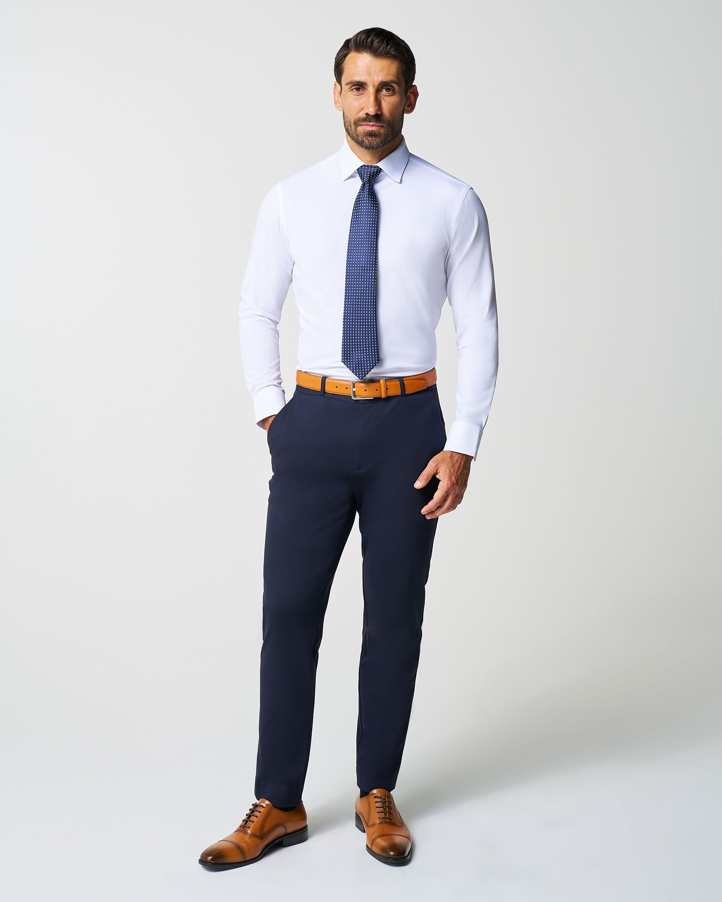 Athletic Fit Stretch Suit Pants - Navy