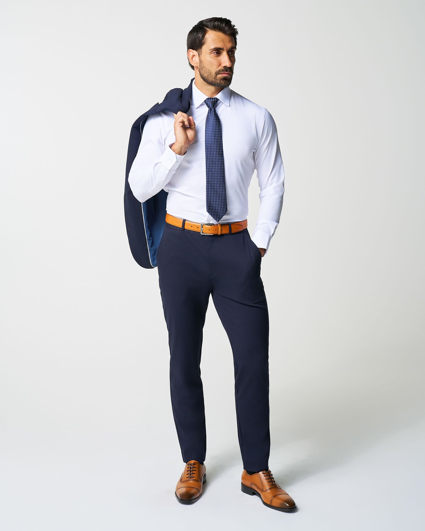 Athletic Fit Stretch Suit Pants - Navy