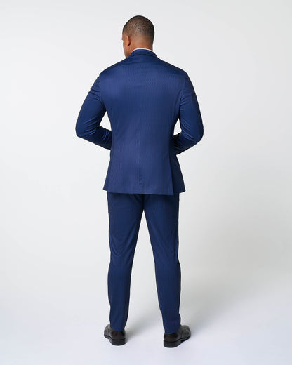 Athletic Fit Stretch Suit - Navy & White Stripe
