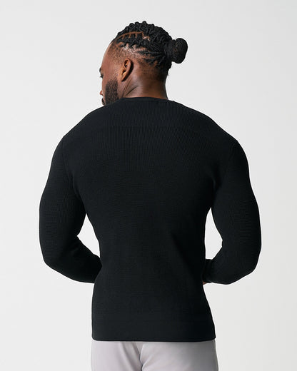 Heavy Knit Crewneck  - Black