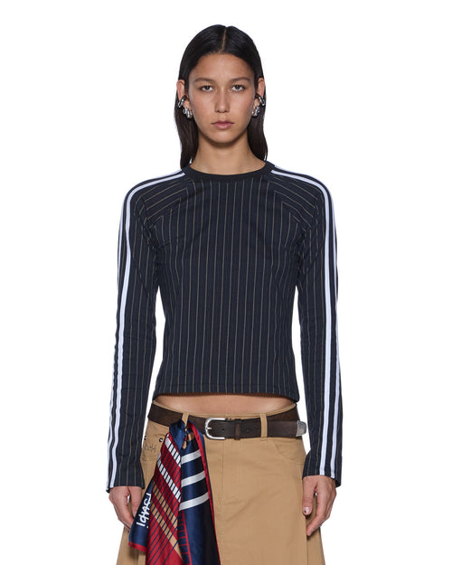 PORTER LS TOP BLACK PINSTRIPE