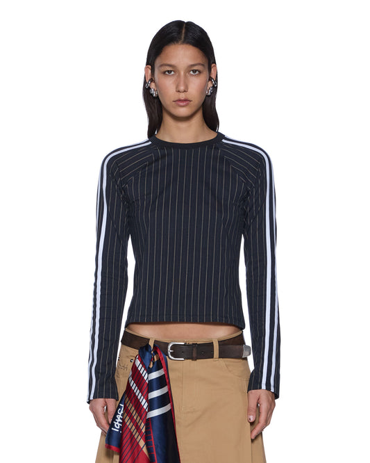 PORTER LS TOP BLACK PINSTRIPE